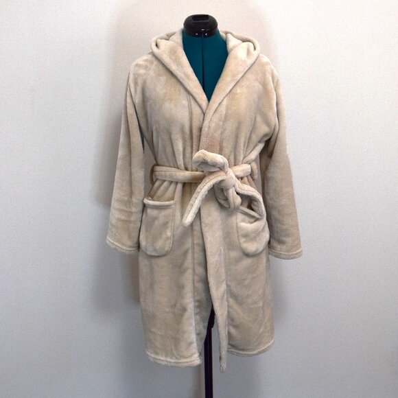 Beige Plush Cozy Robe House Coat - Picture 2 of 8